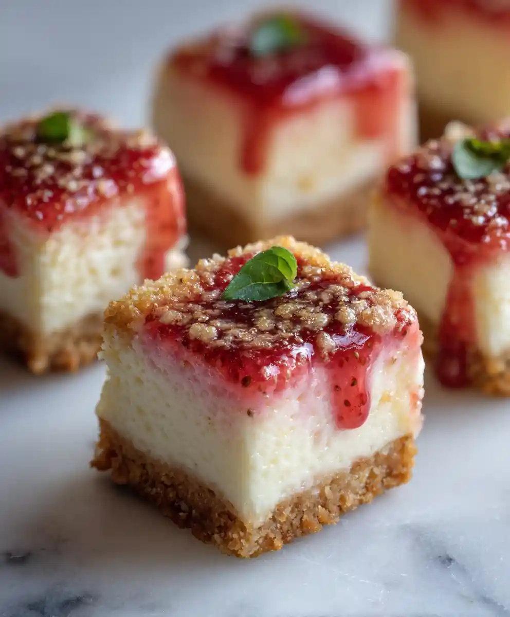 Strawberry Cheesecake Crunch Bites With Basil Glaze 5 Strawberry Cheesecake Crunch Bites with Basil Glaze