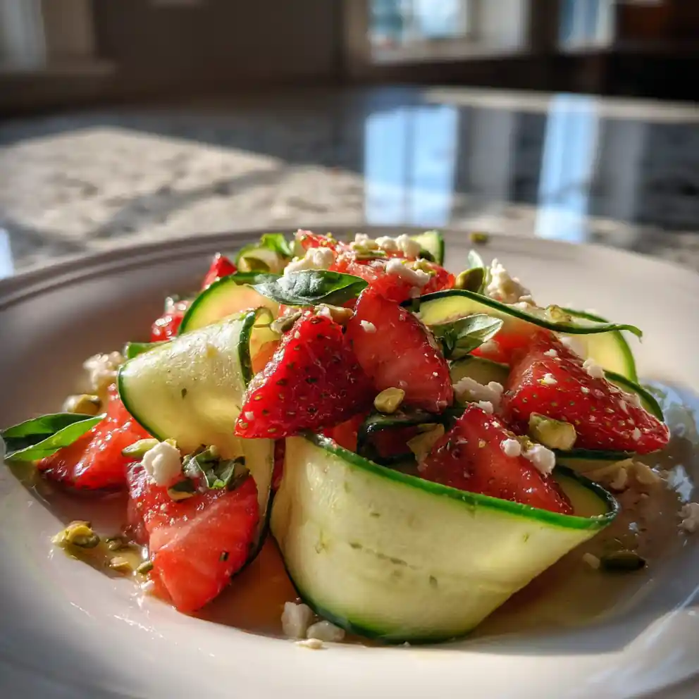 Strawberry Cucumber Salad With Basil Honey Lime Drizzle 4 Strawberry Cucumber Salad with Basil Honey Lime Drizzle