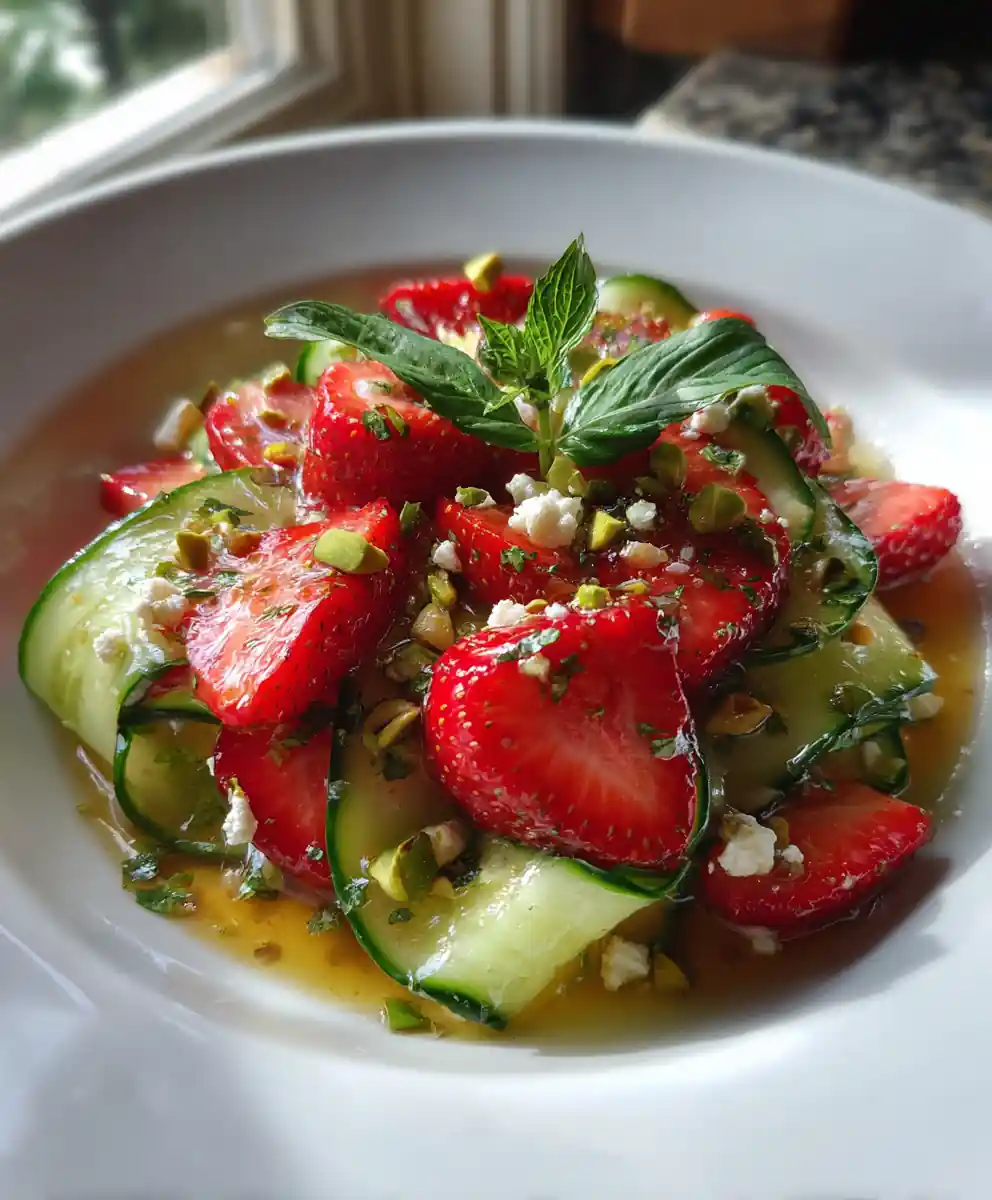 Strawberry Cucumber Salad With Basil Honey Lime Drizzle 5 Strawberry Cucumber Salad with Basil Honey Lime Drizzle