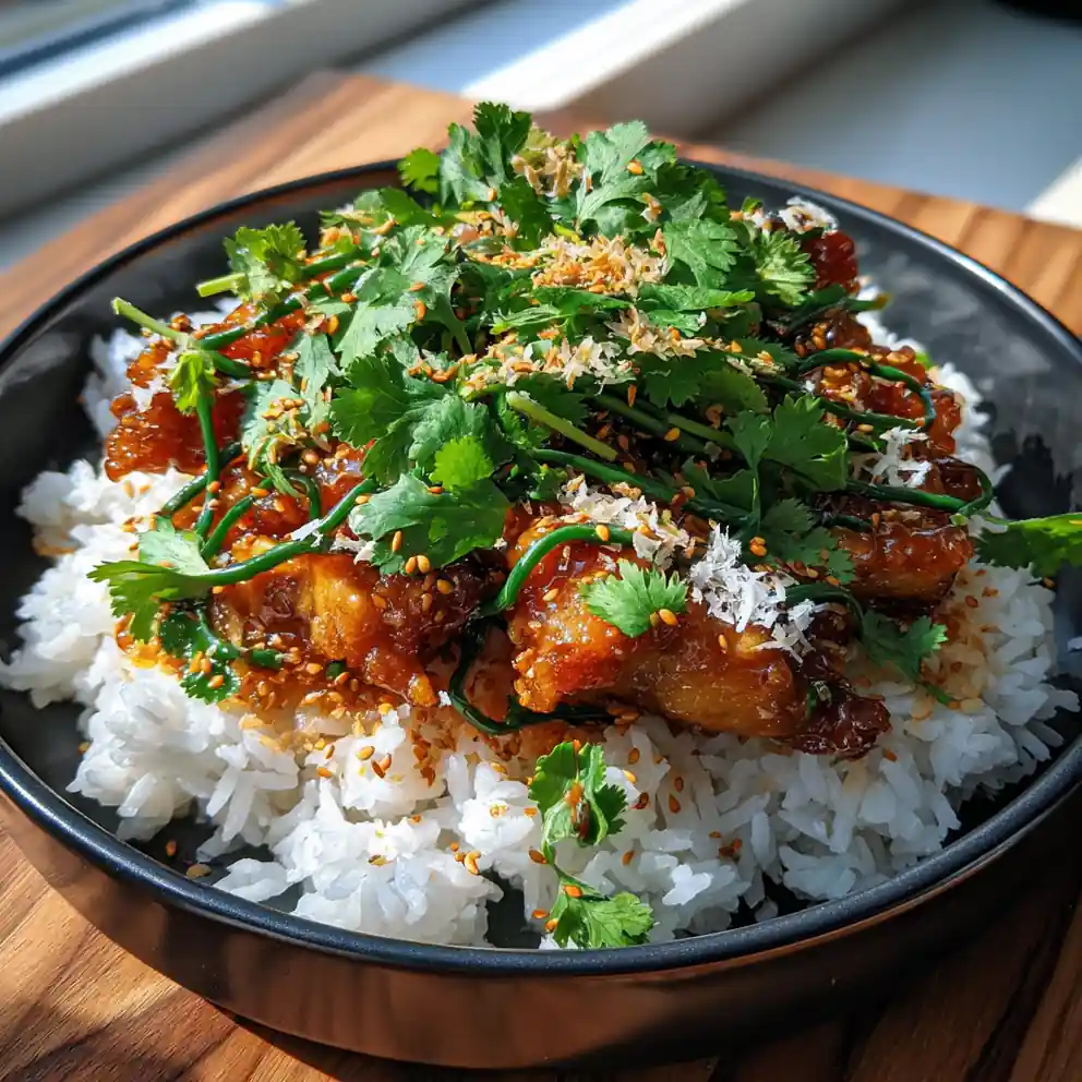 Sweet Chili Chicken Thigh Rice Bowls With Coconut Lime Drizzle 4 Sweet Chili Chicken Thigh Rice Bowls with Coconut Lime Drizzle