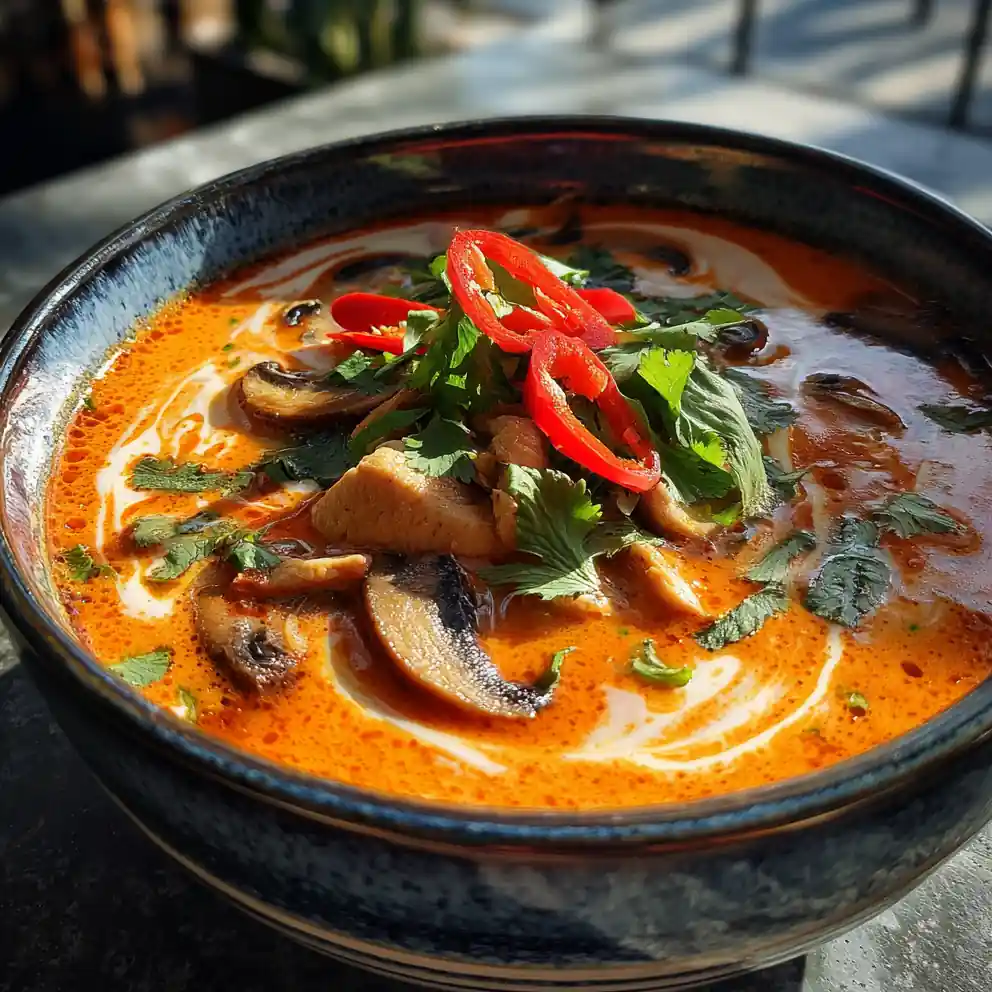 Thai Red Curry Soup With Roasted Lemongrass Coconut Cream Swirl 4 Thai Red Curry Soup with Roasted Lemongrass Coconut Cream Swirl