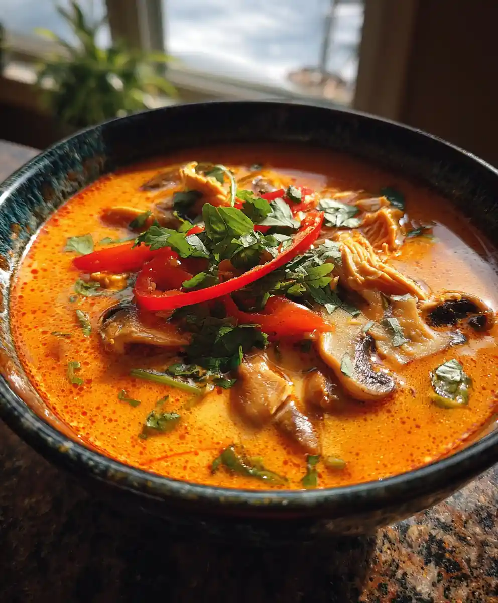 Thai Red Curry Soup With Roasted Lemongrass Coconut Cream Swirl 5 Thai Red Curry Soup with Roasted Lemongrass Coconut Cream Swirl
