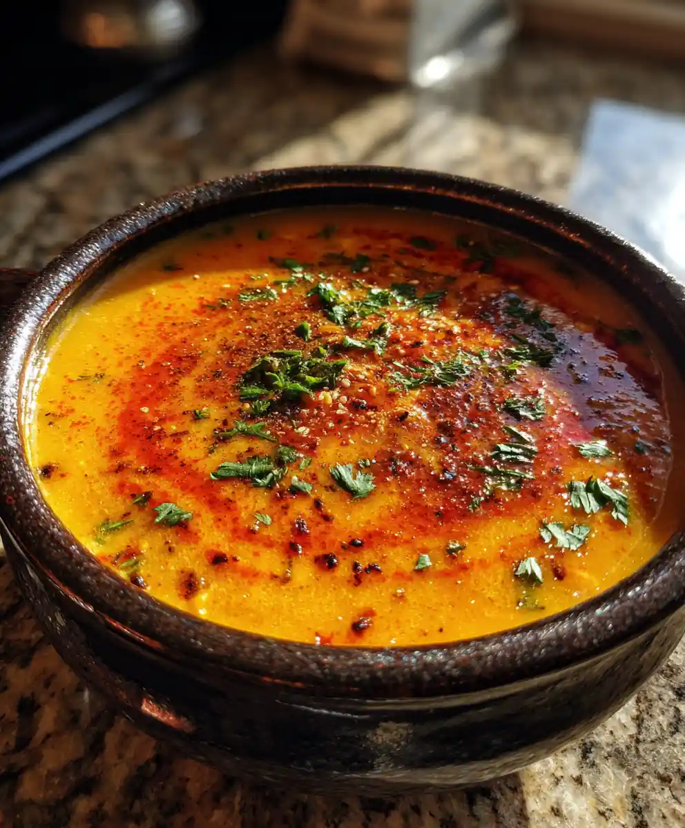 Turkish Lentil Soup With Roasted Red Pepper Paprika Swirl 5 Turkish Lentil Soup with Roasted Red Pepper Paprika Swirl