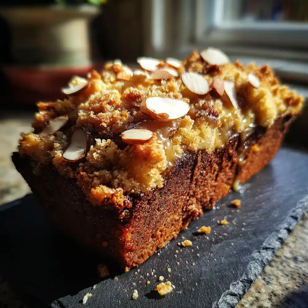 Banana Bread With Cardamom Brown Sugar Swirl & Toasted Almond Crumble 4 Banana Bread with Cardamom Brown Sugar Swirl & Toasted Almond Crumble