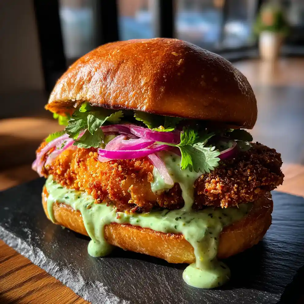 Cajun Chicken Sandwich With Creamy Avocado Lime Drizzle 1772044435.720497