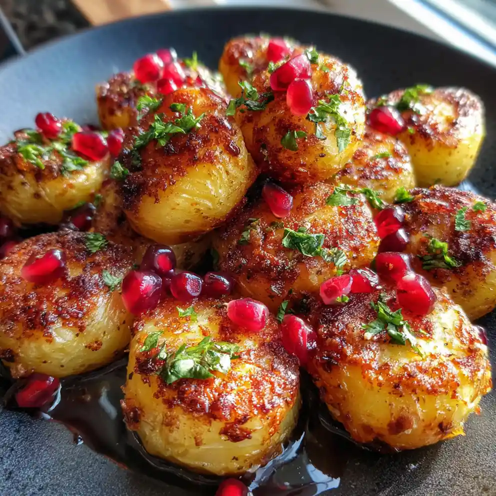 Crispy Parmesan Crusted Baby Potatoes With Pomegranate Glaze 4 Crispy Parmesan Crusted Baby Potatoes With Pomegranate Glaze