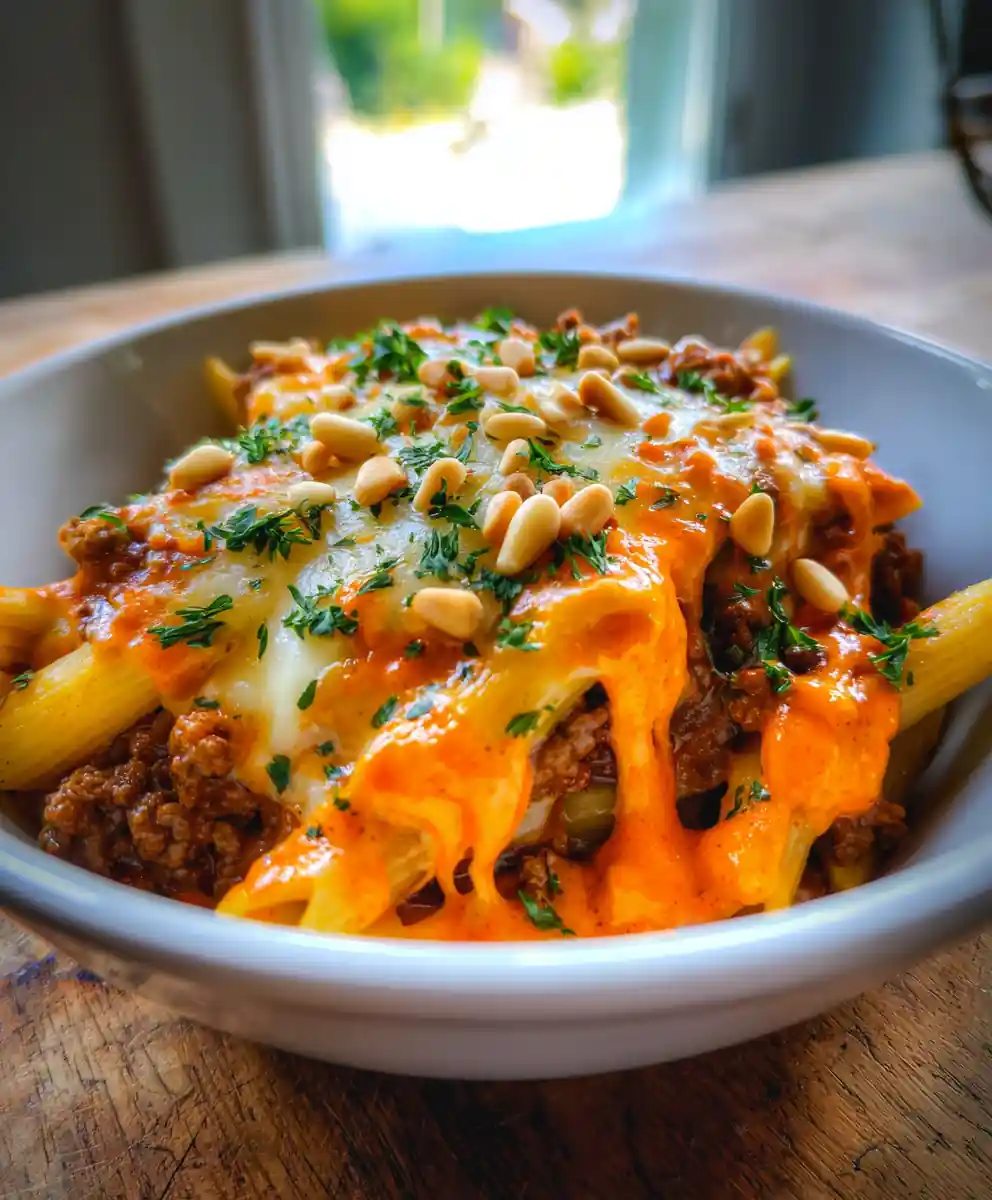 Crockpot Ground Beef Pasta With Roasted Red Pepper Cashew Cream Swirl 5 Crockpot Ground Beef Pasta With Roasted Red Pepper Cashew Cream Swirl