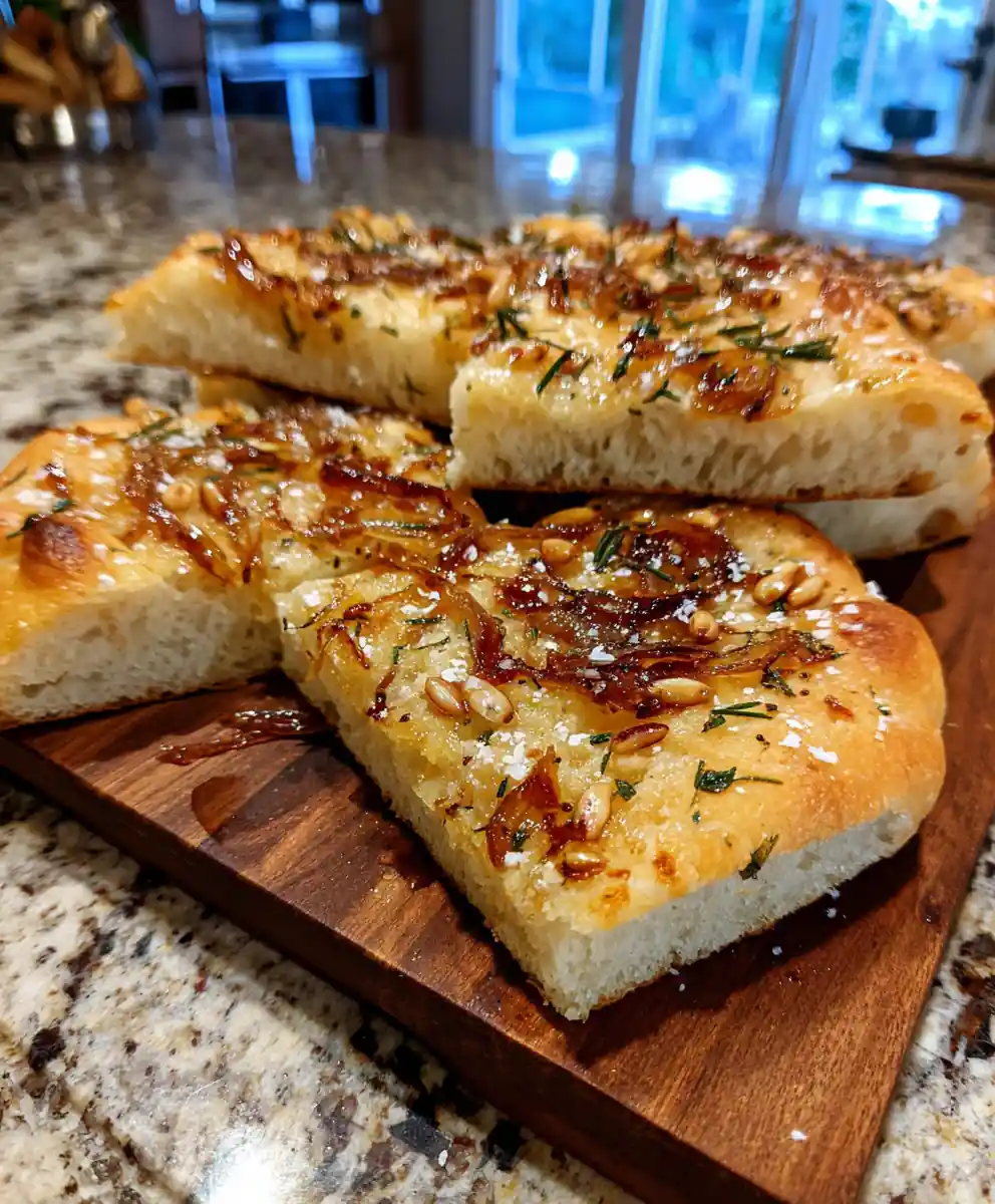 Garlic Parmesan Focaccia Bread With Caramelized Onion Ribbon 5 Garlic Parmesan Focaccia Bread With Caramelized Onion Ribbon