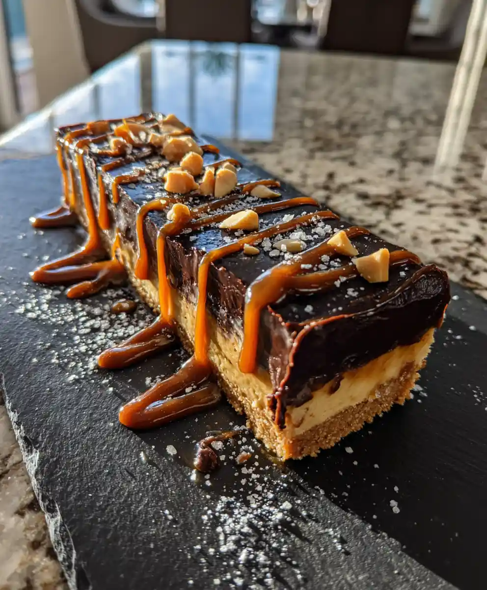 No Bake Buckeye Cheesecake Bars With Salted Caramel Swirl 5 No Bake Buckeye Cheesecake Bars With Salted Caramel Swirl