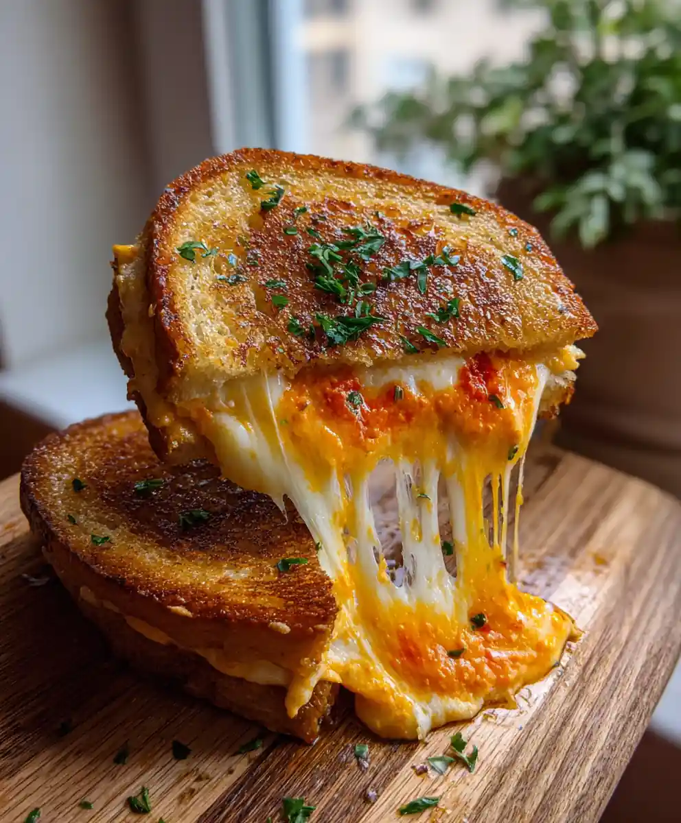 Roasted Red Pepper Swirled Garlic Bread Grilled Cheese 5 Roasted Red Pepper Swirled Garlic Bread Grilled Cheese