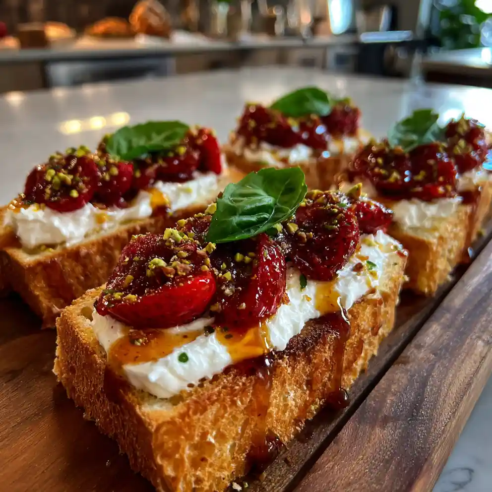 Roasted Strawberry Whipped Ricotta Toast With Basil Honey Glaze 4 Roasted Strawberry Whipped Ricotta Toast With Basil Honey Glaze