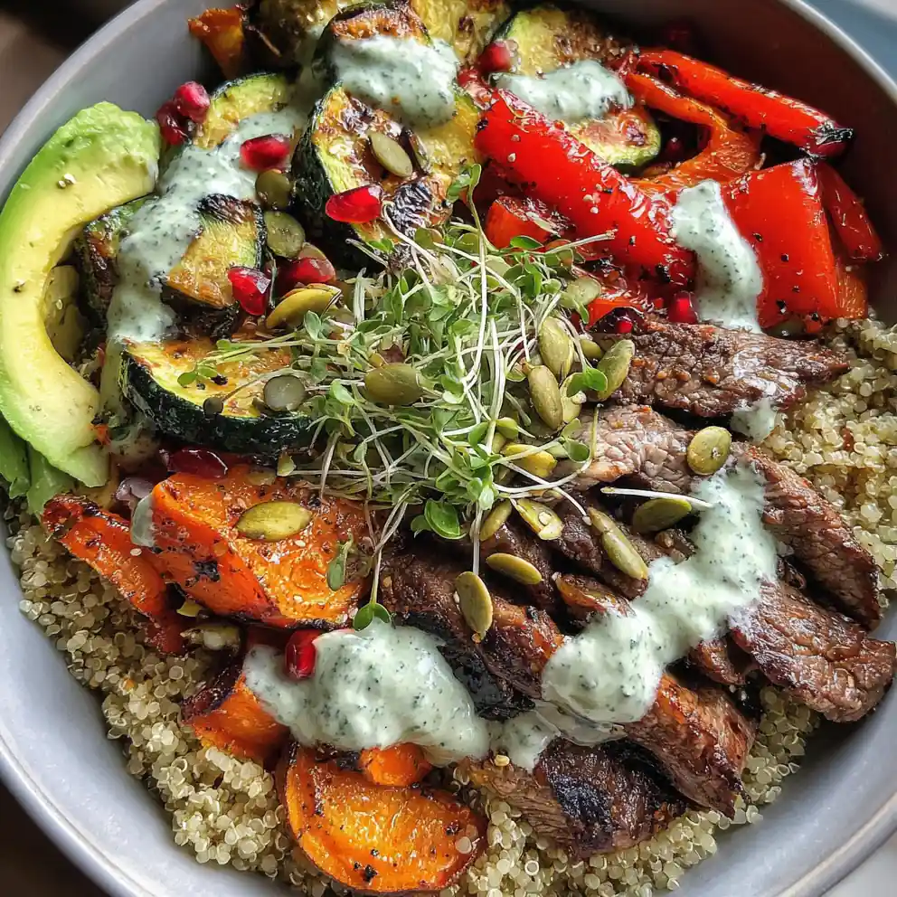 Grilled Steak Bowl With Creamy Herb Sauce 4 Grilled Steak Bowl With Creamy Herb Sauce