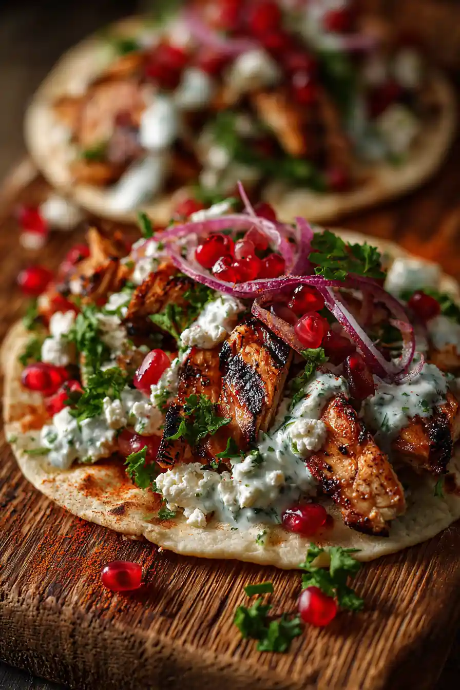 Grilled Mediterranean Chicken Tacos With Herbed Yogurt And Pomegranate 5 Grilled Mediterranean Chicken Tacos With Herbed Yogurt And Pomegranate