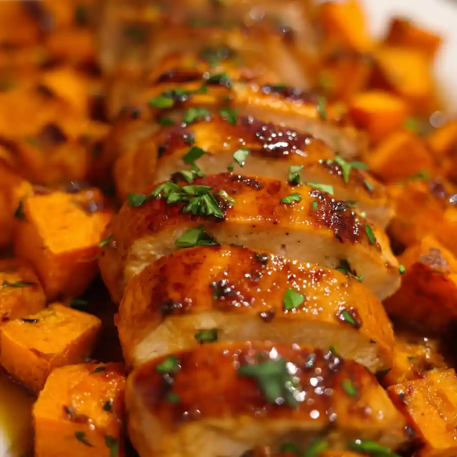 Maple Dijon Chicken With Roasted Sweet Potatoes 4 Maple Dijon Chicken With Roasted Sweet Potatoes