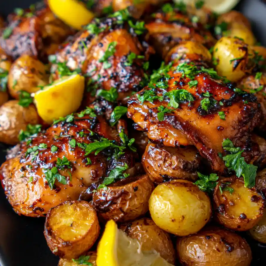 One Pan Lemon Balsamic Chicken & Potatoes 4 One Pan Lemon Balsamic Chicken & Potatoes