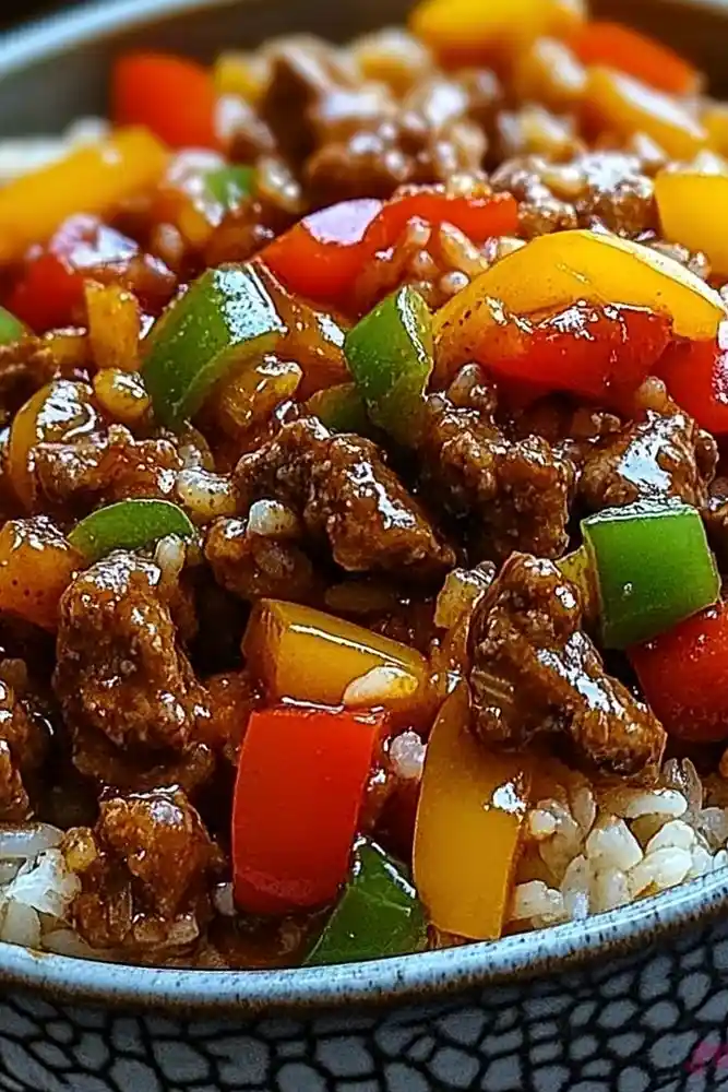 Savory Ground Beef and Pepper Rice Bowls 3 Recipe image