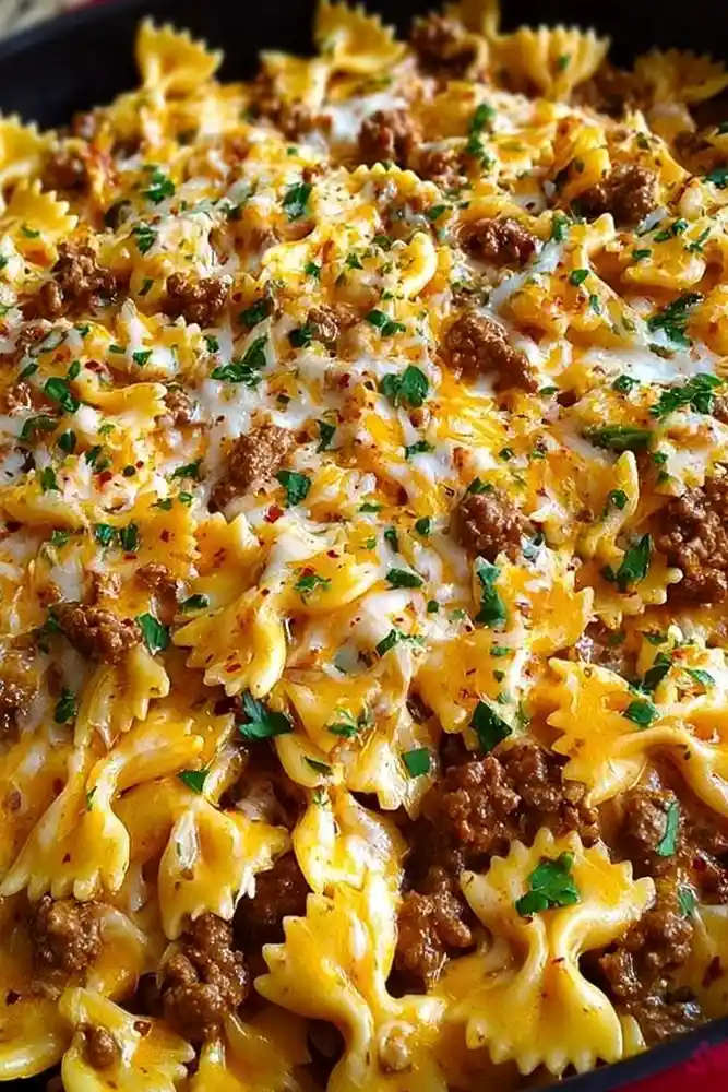 Creamy Cajun Ground Beef Bowtie Pasta 3 Recipe image