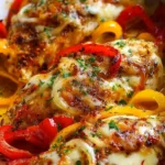 Cheesy Baked Chicken Breast and Peppers 4 Cheesy Baked Chicken Breast and Peppers