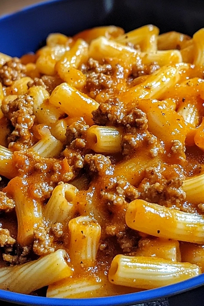 Homemade Cheesy Beef and Macaroni Skillet 3 Recipe image