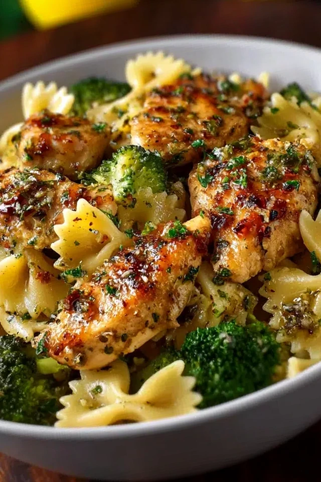Cowboy Butter Lemon Bowtie Chicken with Broccoli 3 Recipe image