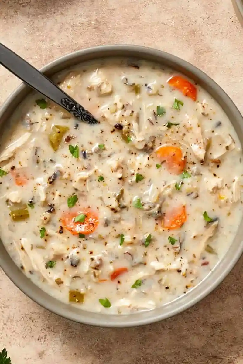 Slow Cooker Creamy Chicken and Wild Rice Soup 3 Recipe image