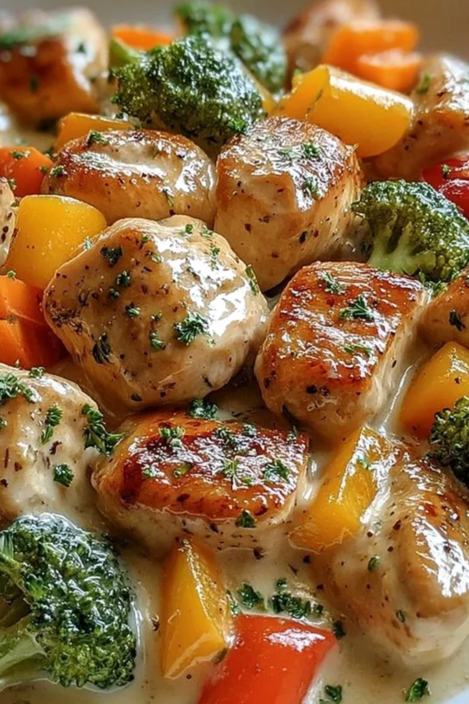 Slow Cooker Creamy Garlic Chicken with Fresh Vegetables 3 Recipe image