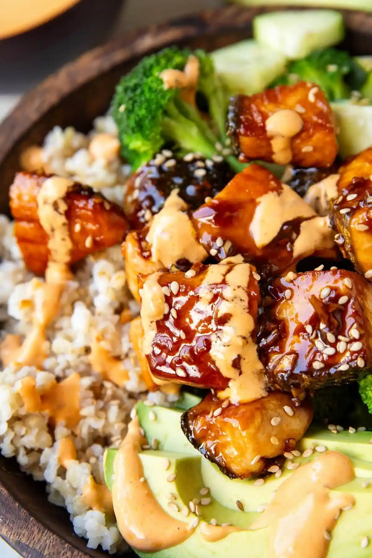 Crispy Bang Bang Salmon Bites Bowls 3 Recipe image