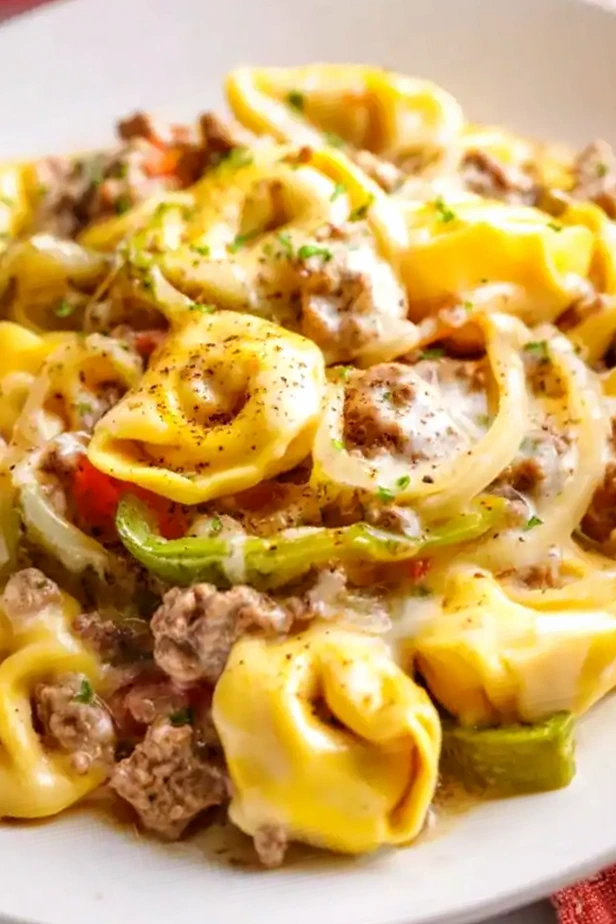 Slow Cooker Cheesesteak Tortellini 3 Recipe image