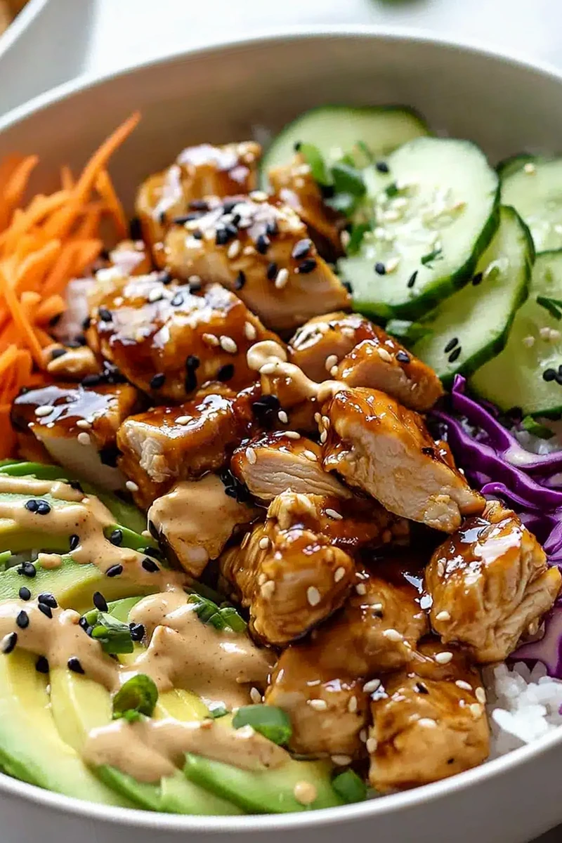 Crispy Bang Bang Chicken Bowls with Fresh Avocado 3 Recipe image