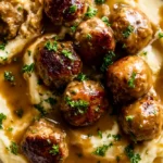 Savory Beef Meatballs in Rich Brown Gravy 4 Savory Beef Meatballs in Rich Brown Gravy
