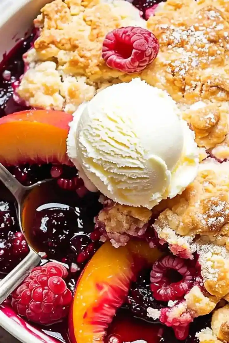 Easy Peach and Raspberry Cobbler 3 Recipe image