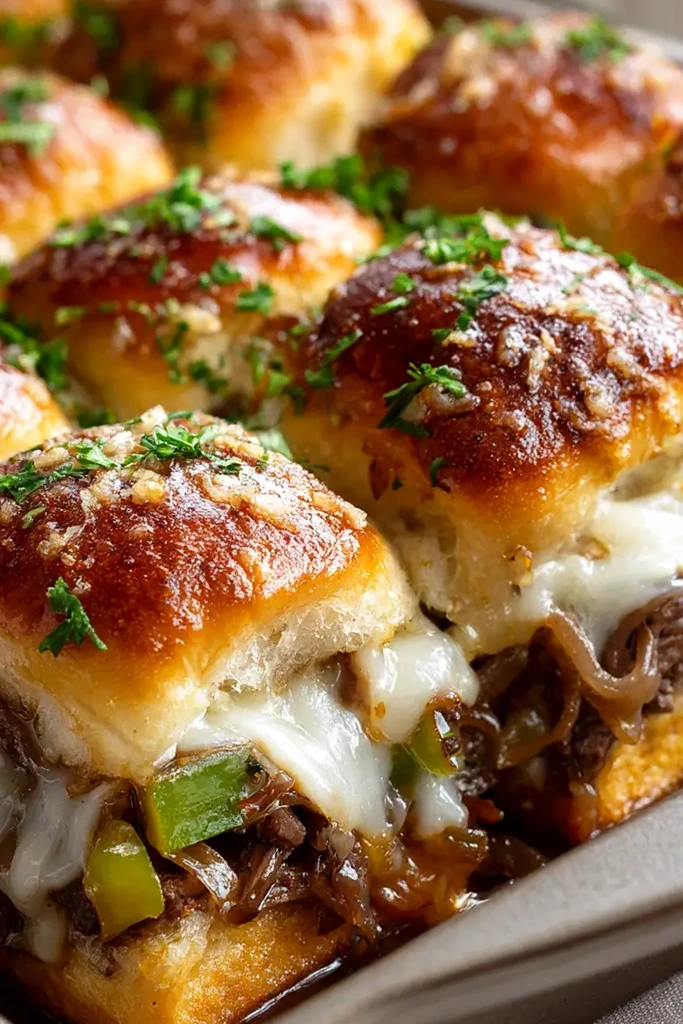 Savory Pull-Apart Philly Cheesesteak Sliders 3 Recipe image
