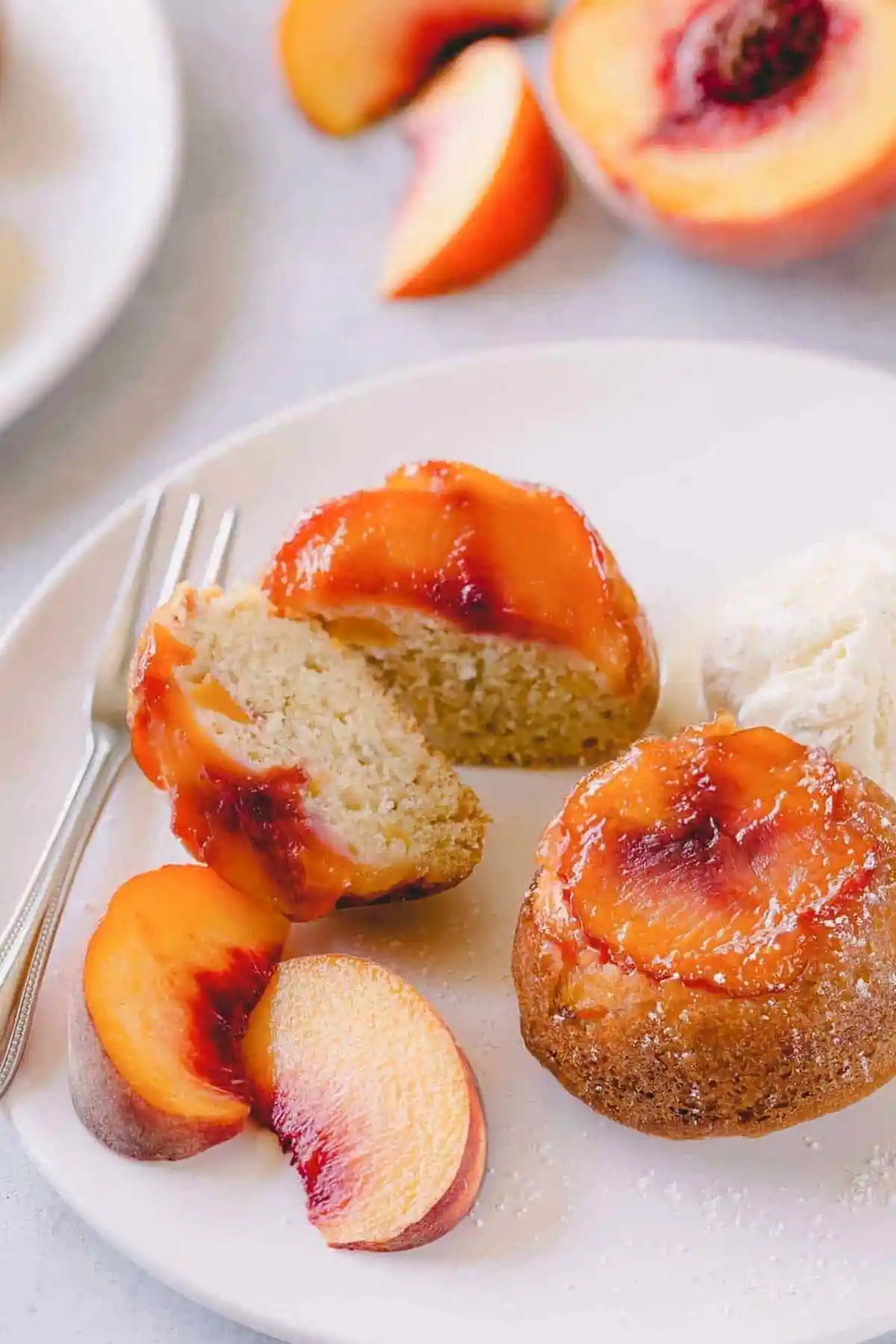 Fresh Peach Upside Down Mini Cakes 3 Recipe image