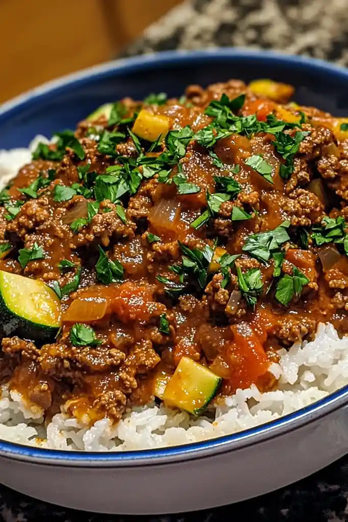 Greek-Style Beef and Zucchini Rice Bowl 3 Recipe image