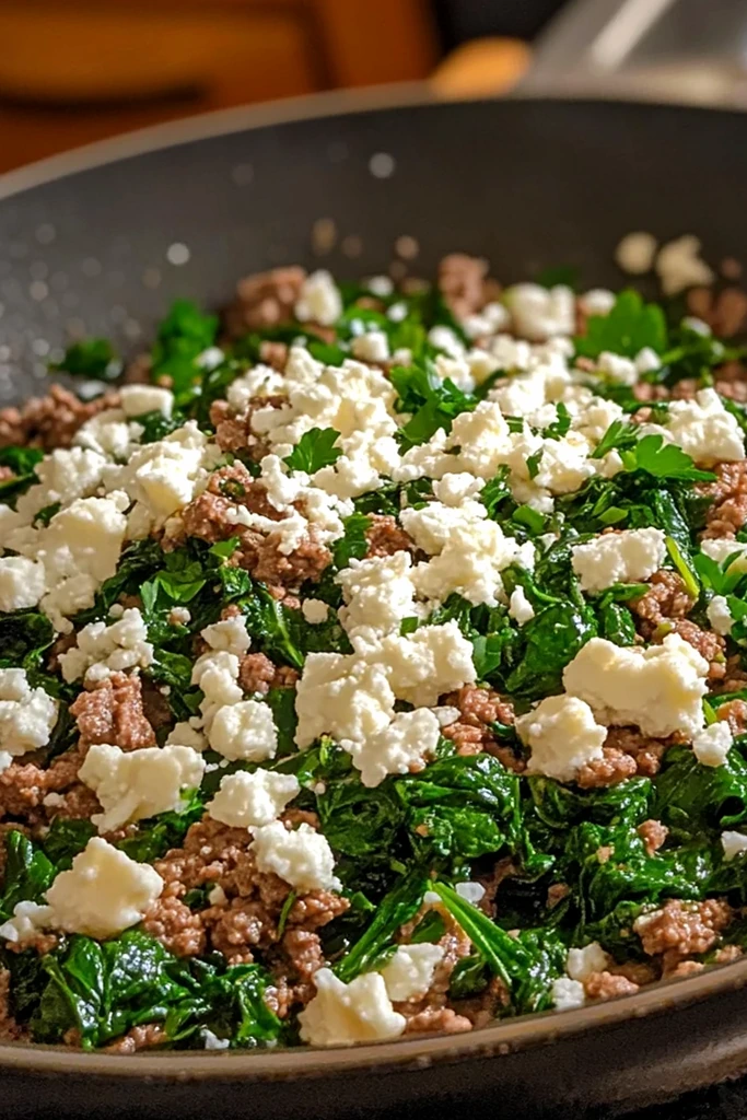 Ground Beef and Spinach Skillet with Feta 3 Recipe image