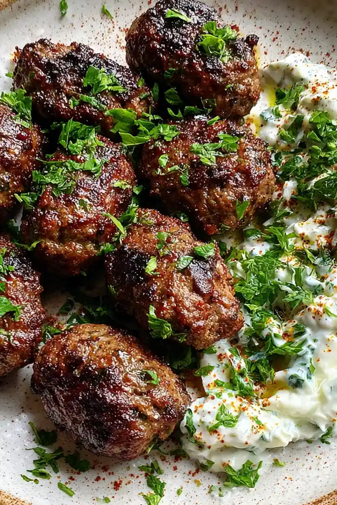 Savory Lebanese Beef Kofta with Refreshing Cucumber Sauce 3 Recipe image