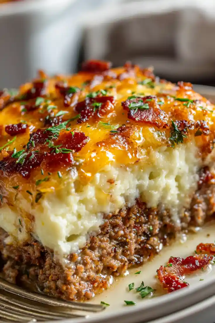 Cheesy Meatloaf and Mashed Potato Casserole 3 Recipe image