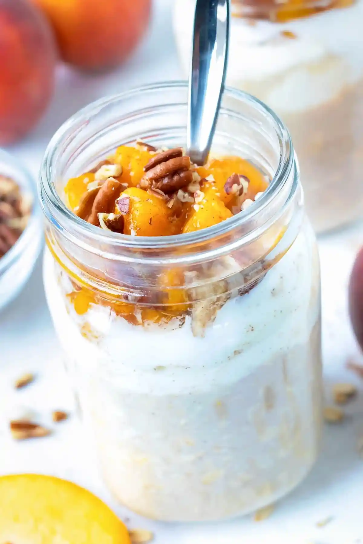 Peach Cobbler Overnight Oats 3 Recipe image