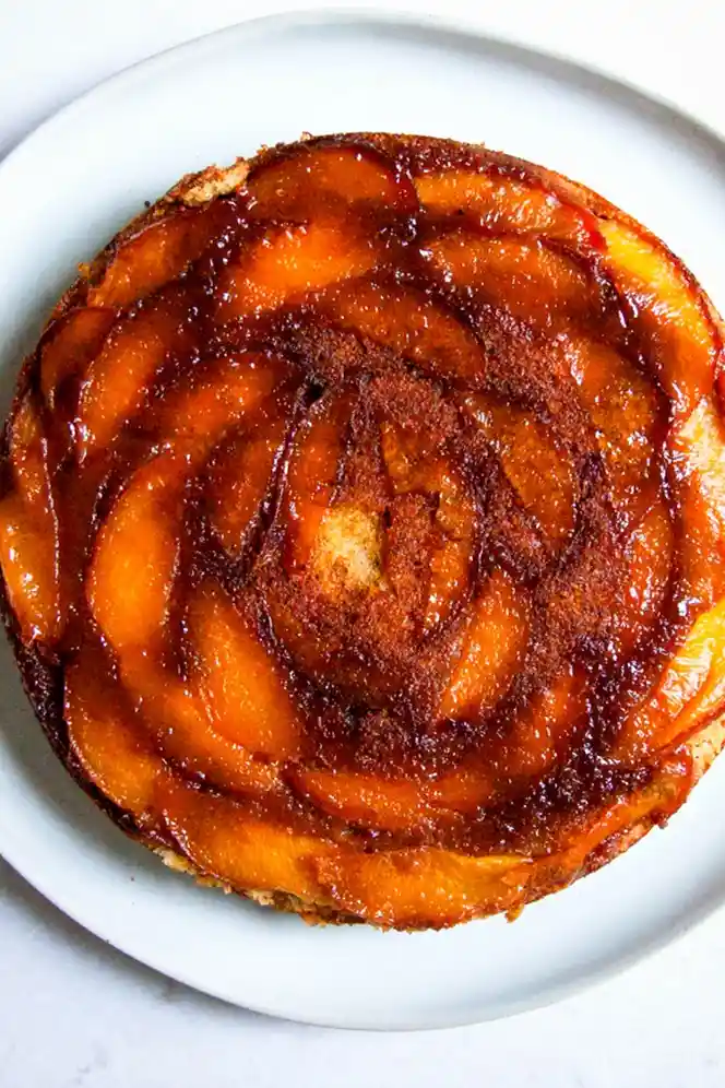 Brown Butter Peach Upside Down Cake 3 Recipe image