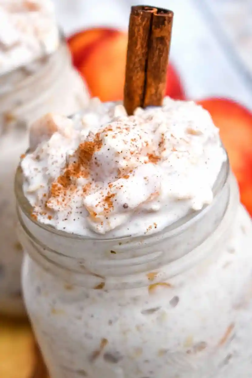 Creamy Peach Overnight Oats 3 Recipe image