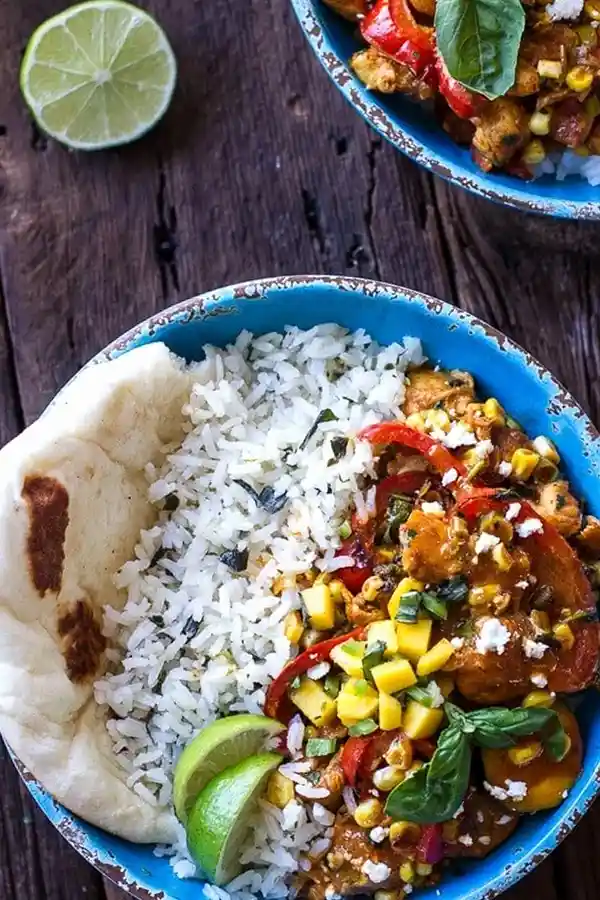 Summertime Basil Chicken Curry with Coconut Ginger-Lime Rice 3 Recipe image