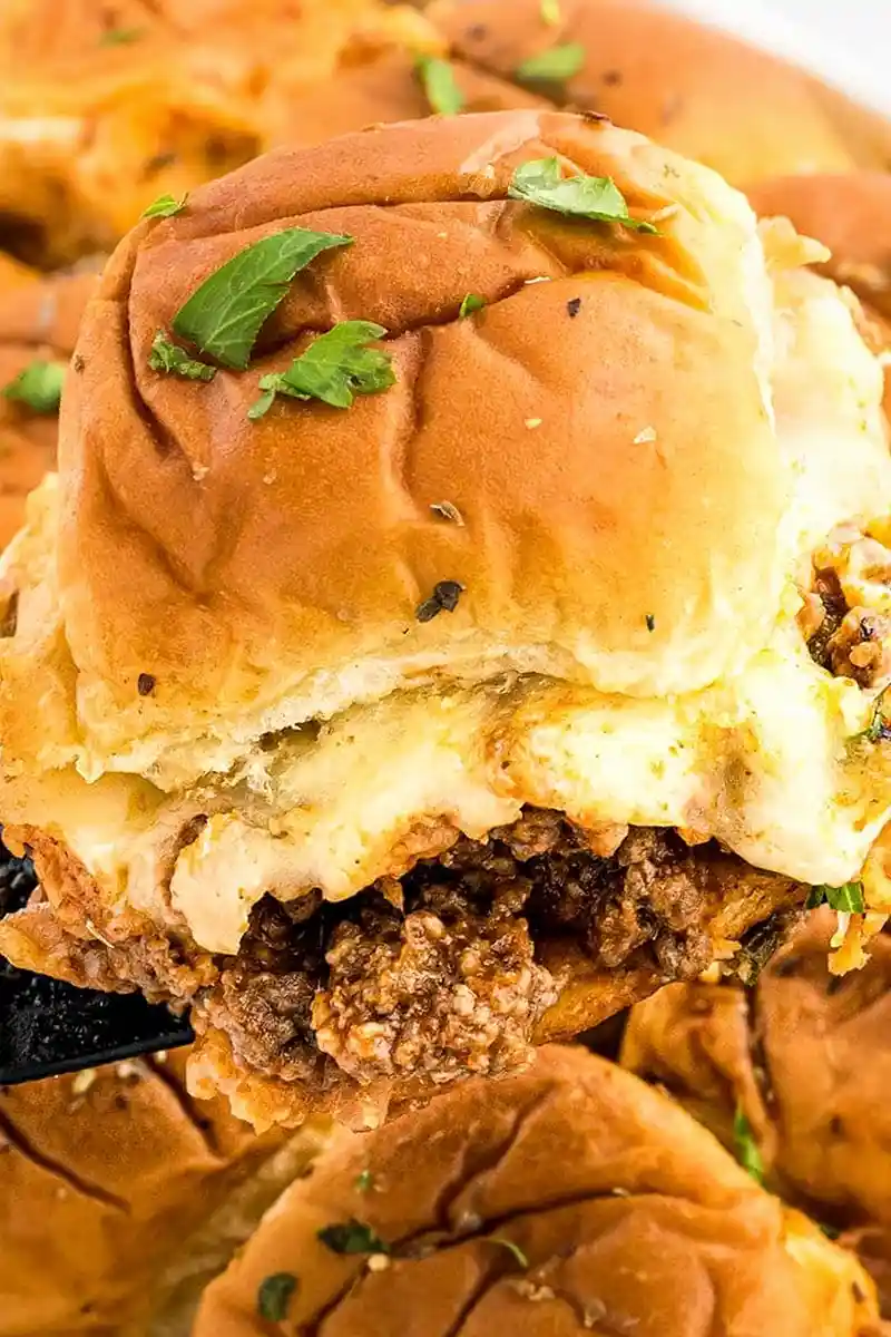 Cheesy Sloppy Joe Sliders on Hawaiian Rolls 3 Recipe image