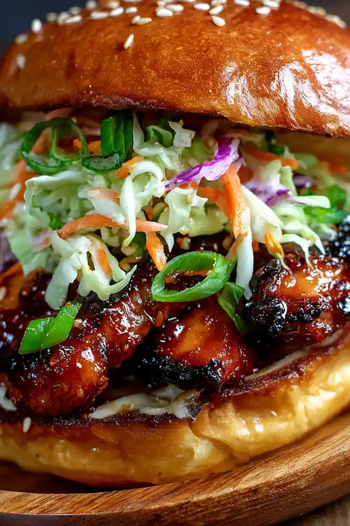 Spicy Korean BBQ Chicken Sandwich with Tangy Slaw 3 Recipe image