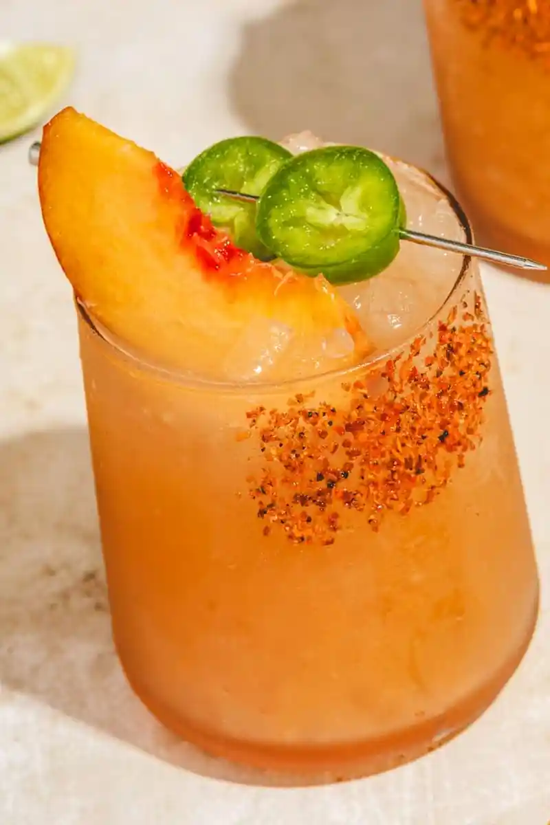 Spicy Peach Margarita Mocktail 3 Recipe image