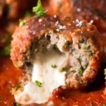 Cheesy Mozzarella Stuffed Meatballs 4 Cheesy Mozzarella Stuffed Meatballs