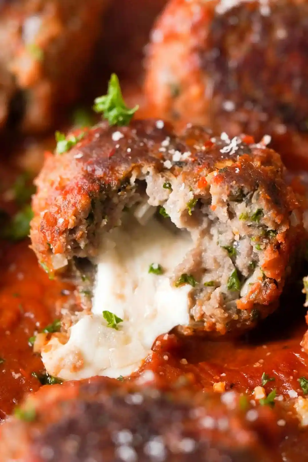Cheesy Mozzarella Stuffed Meatballs 3 Recipe image