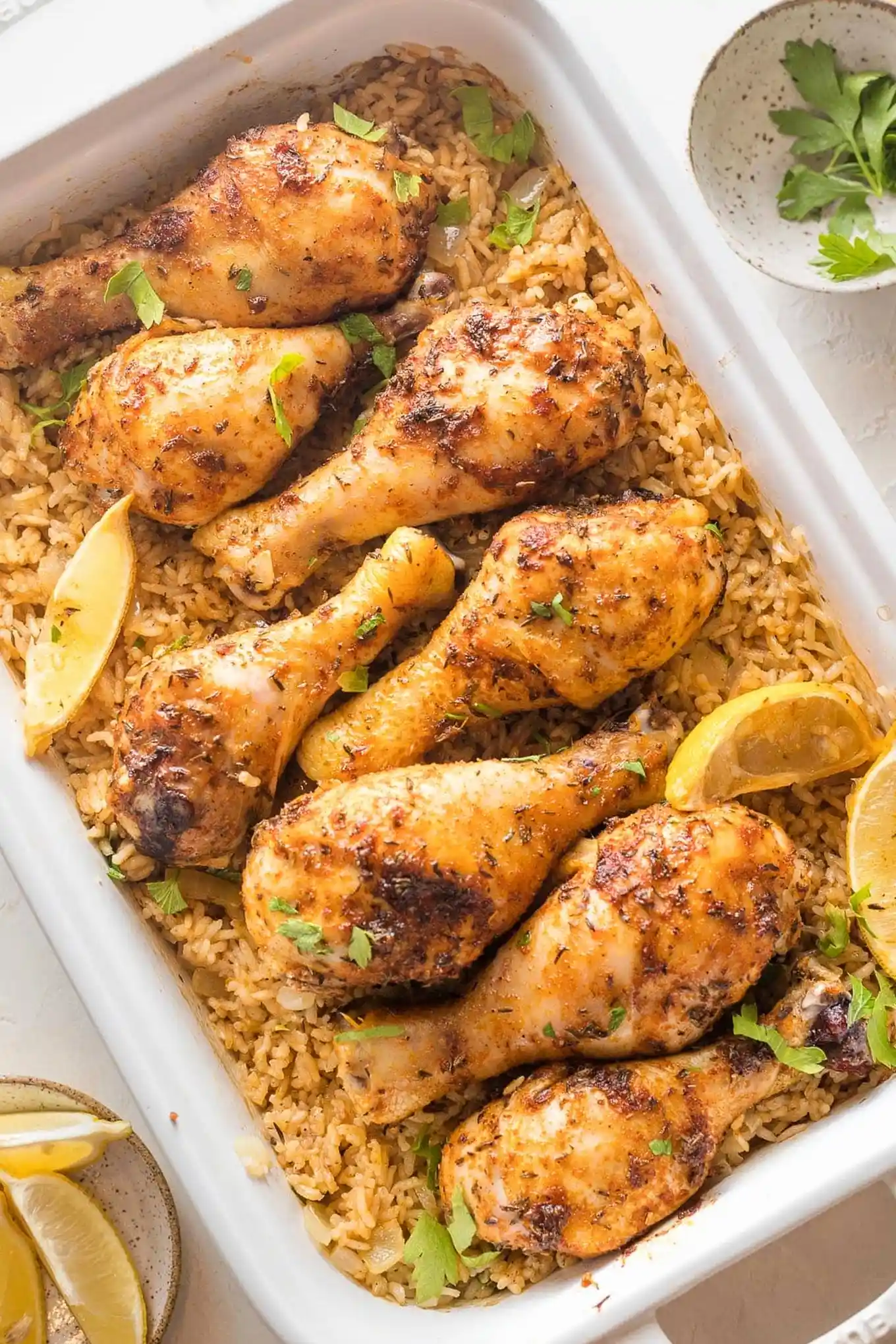 One-Pan Baked Chicken Legs and Rice 3 Recipe image