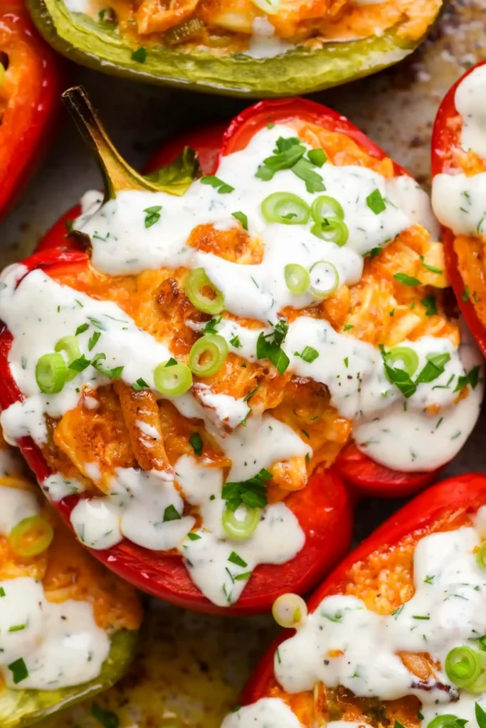 Buffalo Chicken Stuffed Peppers (Dairy-Free & Low Carb)