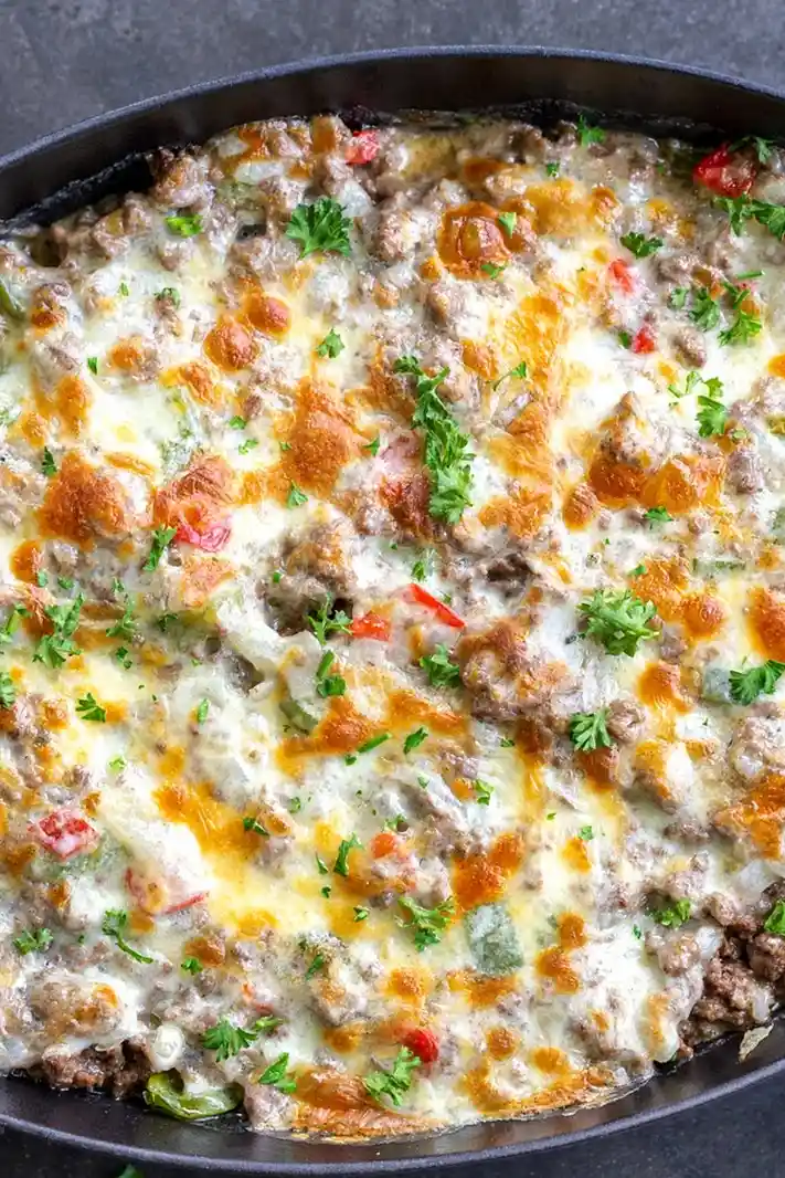 Cheesy Ground Beef Philly Casserole 3 Recipe image