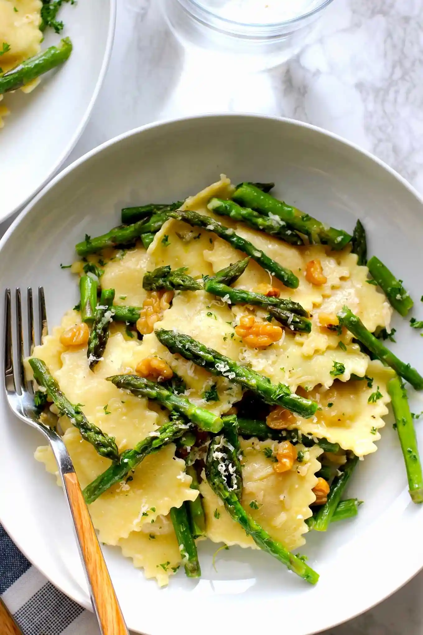 Ravioli with Sautéed Asparagus and Toasted Walnuts 3 Recipe image